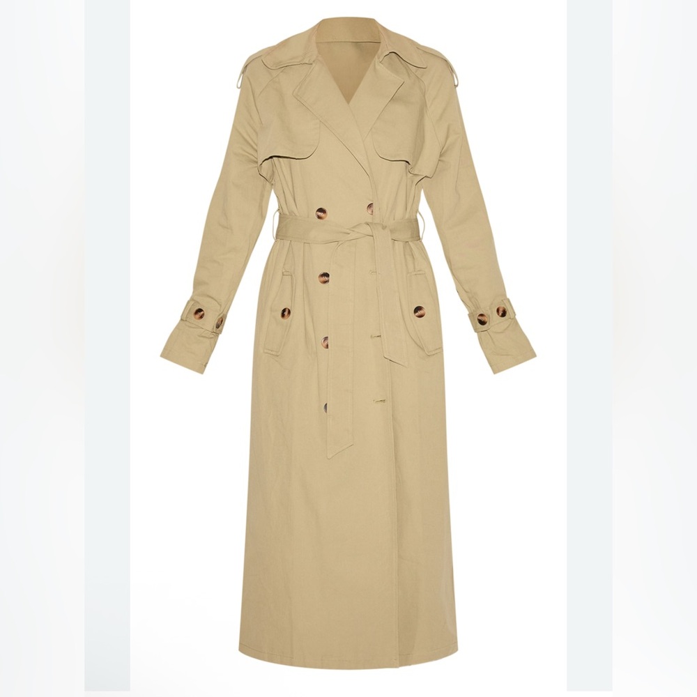 Pretty Lule Thing KHAKI PANEL DETAIL BELTED
TRENCH COAT size 6